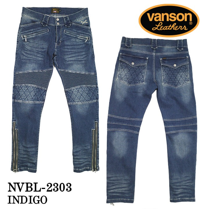 VANSON バンソン デニム バイカーズパンツ nvbl-2303