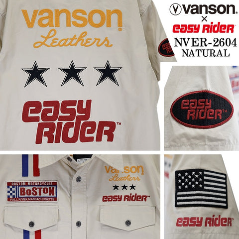 EASY RIDER VANSON TWILL S/S SHIRT イージーライダー バンソン コラボ ツイル 半袖シャツ nver-2604