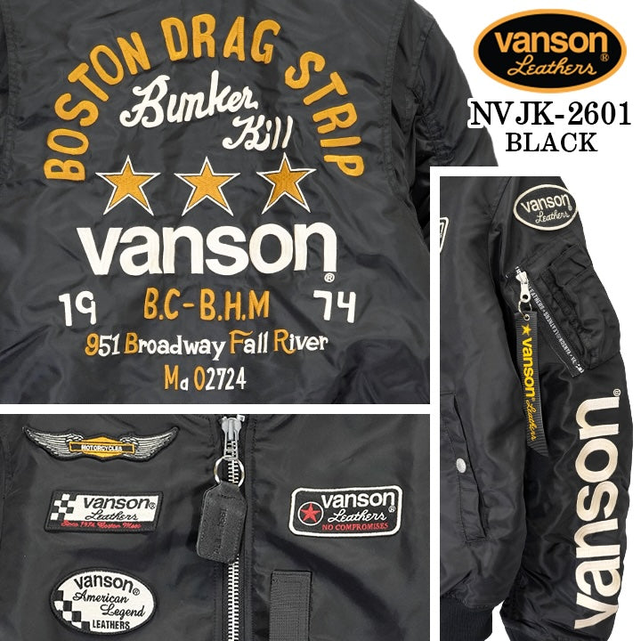 VANSON MA-1 FLIGHT JACKET バンソン ナイロン フライトジャケット 中綿 nvjk-2601