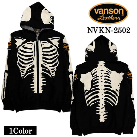 VANSON JACQUARD KNIT PARKA HOODIE バンソン ジャカード ニット F/Z パーカー nvkn-2502