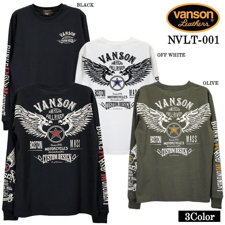 VANSON TEE L/S T-SHIRT STANDARD バンソン 天竺 ロンT 長袖Tシャツ メンズ 定番 nvlt-001