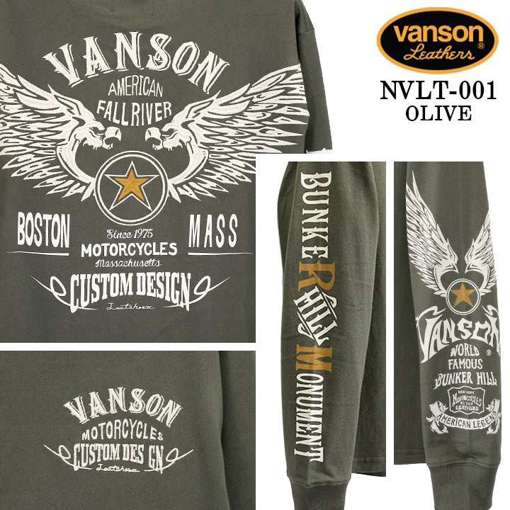 VANSON TEE L/S T-SHIRT STANDARD バンソン 天竺 ロンT 長袖Tシャツ メンズ 定番 nvlt-001