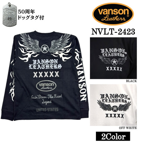 VANSON バンソン 50周年記念モデル 天竺 ロンTEE 長袖Tシャツ メンズ nvlt-2423