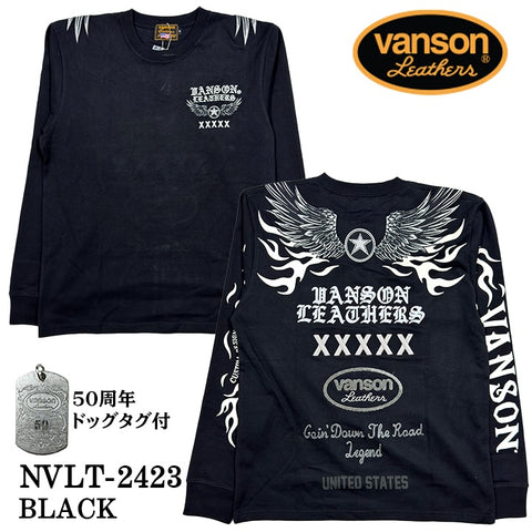 VANSON バンソン 50周年記念モデル 天竺 ロンTEE 長袖Tシャツ メンズ nvlt-2423