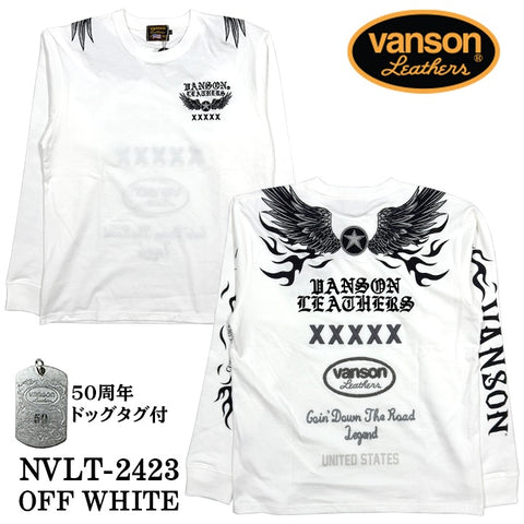 VANSON バンソン 50周年記念モデル 天竺 ロンTEE 長袖Tシャツ メンズ nvlt-2423