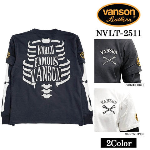 VANSON TEE FAKE L/S T-SHIRT バンソン 天竺 フェイク ロンT 長袖Tシャツ メンズ nvlt-2511