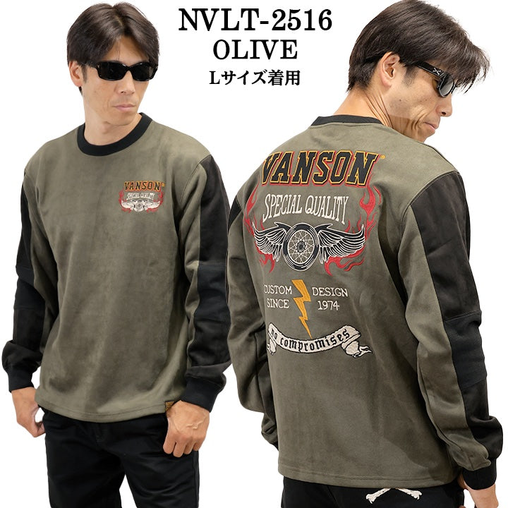 VANSON TEE PLATING CREW NECK PULLOVER T-SHIRT バンソン 起毛プレーティング プルオーバー Tシャツ nvlt-2516