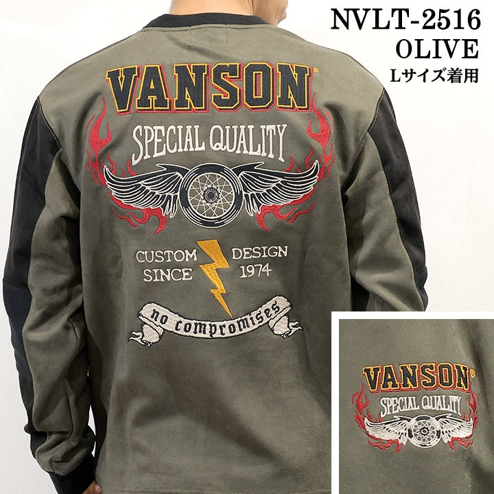 VANSON TEE PLATING CREW NECK PULLOVER T-SHIRT バンソン 起毛プレーティング プルオーバー Tシャツ nvlt-2516