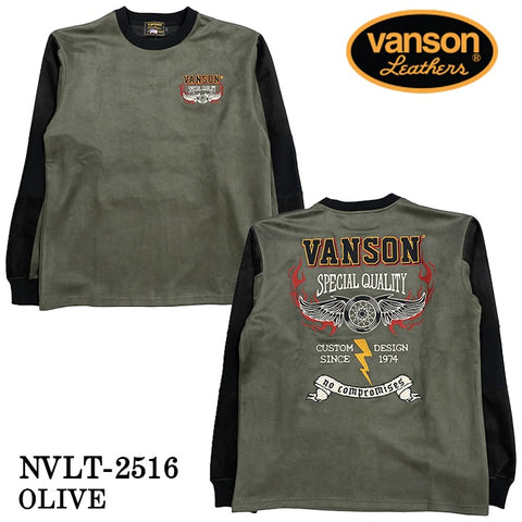 VANSON TEE PLATING CREW NECK PULLOVER T-SHIRT バンソン 起毛プレーティング プルオーバー Tシャツ nvlt-2516