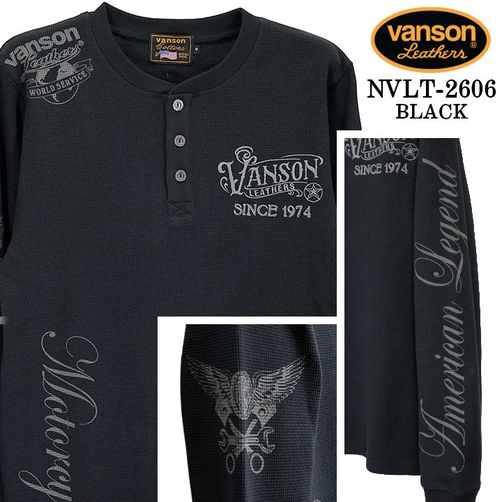 VANSON TEE HENLEY NECK L/S T-SHIRT THERMAL バンソン サーマル ヘイリーネック ロンT 長袖Tシャツ メンズ nvlt-2606