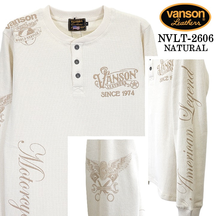 VANSON TEE HENLEY NECK L/S T-SHIRT THERMAL バンソン サーマル ヘイリーネック ロンT 長袖Tシャツ メンズ nvlt-2606