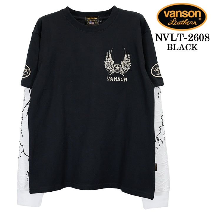 VANSON TEE FAKE SLEEVE L/S T-SHIRT バンソン 天竺 フェイク袖 ロンT 長袖Tシャツ メンズ nvlt-2608