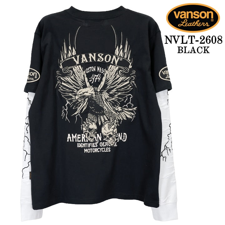 VANSON TEE FAKE SLEEVE L/S T-SHIRT バンソン 天竺 フェイク袖 ロンT 長袖Tシャツ メンズ nvlt-2608