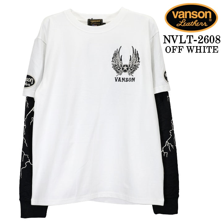 VANSON TEE FAKE SLEEVE L/S T-SHIRT バンソン 天竺 フェイク袖 ロンT 長袖Tシャツ メンズ nvlt-2608