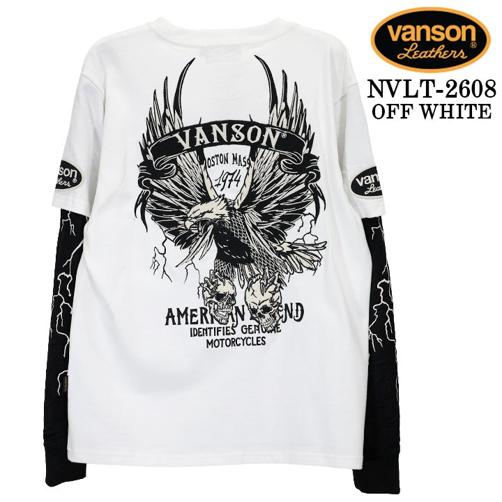 VANSON TEE FAKE SLEEVE L/S T-SHIRT バンソン 天竺 フェイク袖 ロンT 長袖Tシャツ メンズ nvlt-2608