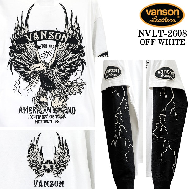 VANSON TEE FAKE SLEEVE L/S T-SHIRT バンソン 天竺 フェイク袖 ロンT 長袖Tシャツ メンズ nvlt-2608