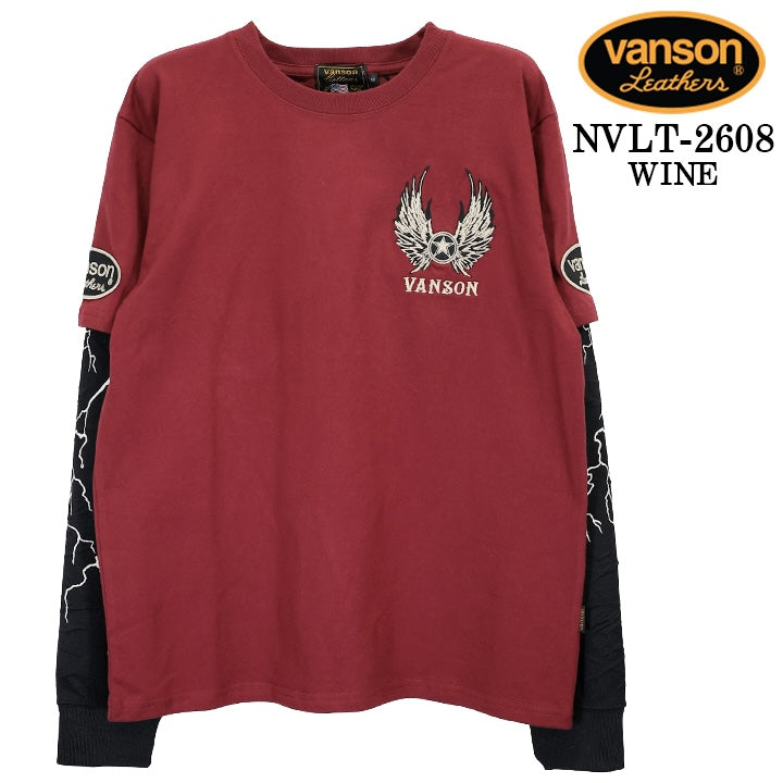VANSON TEE FAKE SLEEVE L/S T-SHIRT バンソン 天竺 フェイク袖 ロンT 長袖Tシャツ メンズ nvlt-2608