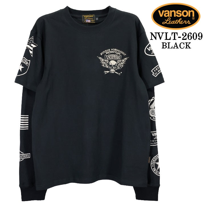 VANSON TEE FAKE SLEEVE L/S T-SHIRT バンソン 天竺 フェイク袖 ロンT 長袖Tシャツ メンズ nvlt-2609
