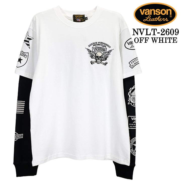VANSON TEE FAKE SLEEVE L/S T-SHIRT バンソン 天竺 フェイク袖 ロンT 長袖Tシャツ メンズ nvlt-2609