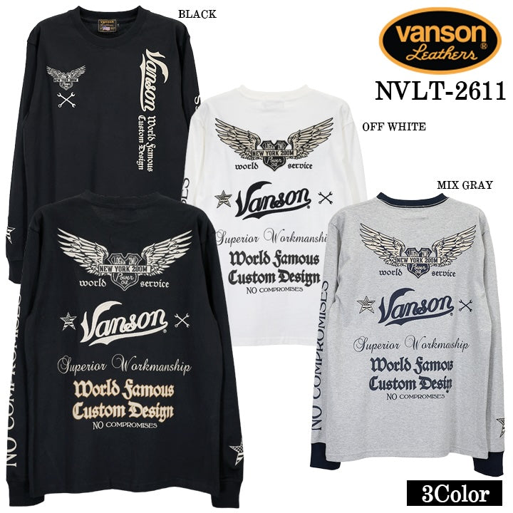 VANSON TEE L/S T-SHIRT バンソン 天竺 ロンT 長袖Tシャツ メンズ nvlt-2611