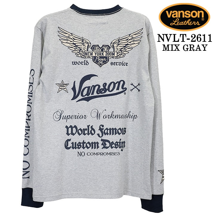 VANSON TEE L/S T-SHIRT バンソン 天竺 ロンT 長袖Tシャツ メンズ nvlt-2611