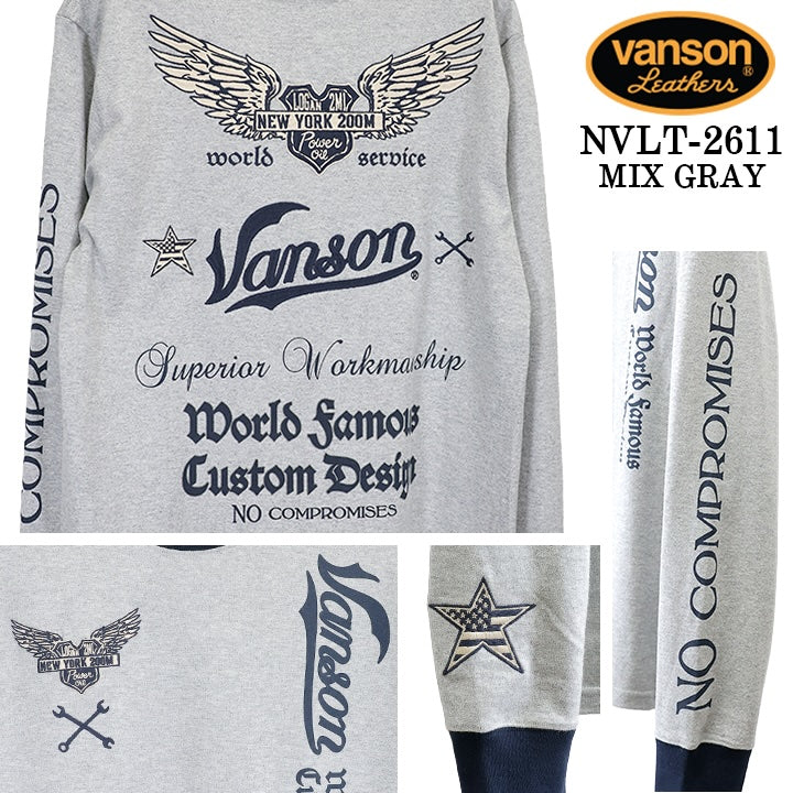 VANSON TEE L/S T-SHIRT バンソン 天竺 ロンT 長袖Tシャツ メンズ nvlt-2611