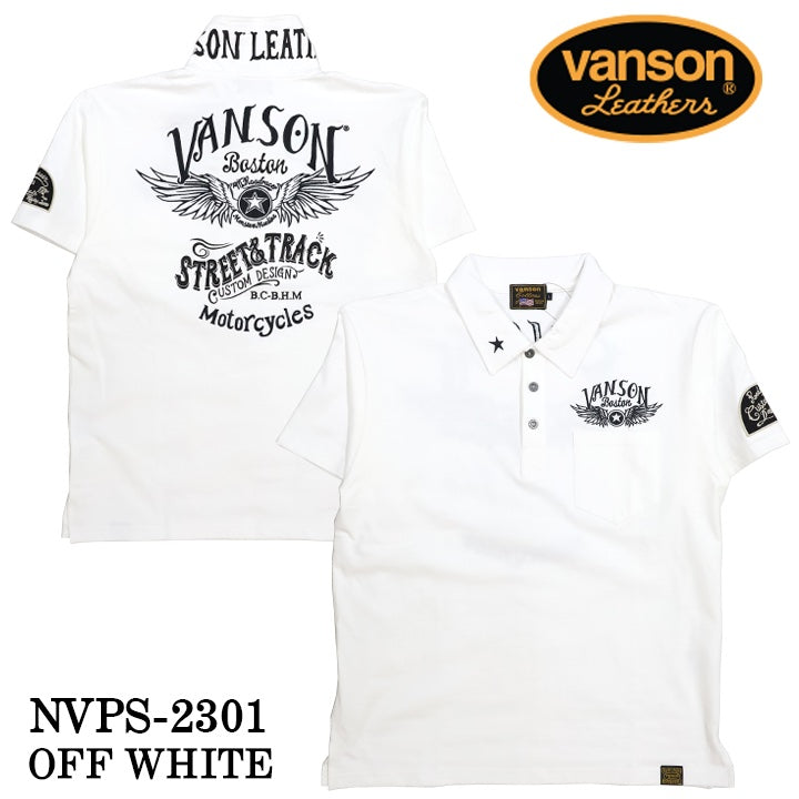VANSON バンソン 天竺 半袖 ポロシャツ nvps-2301-r