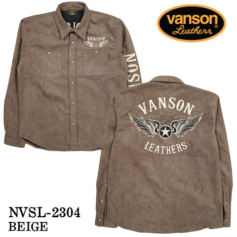 VANSON バンソン 起毛ボンディング 長袖シャツ メンズ nvsl-2304