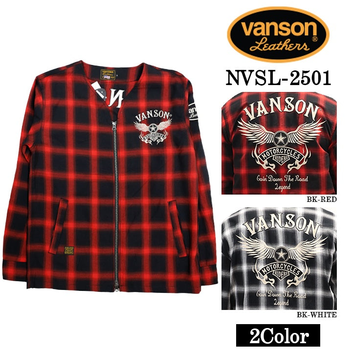 VANSON バンソン チェック柄 ZIPカーデ ジャケット nvsl-2501