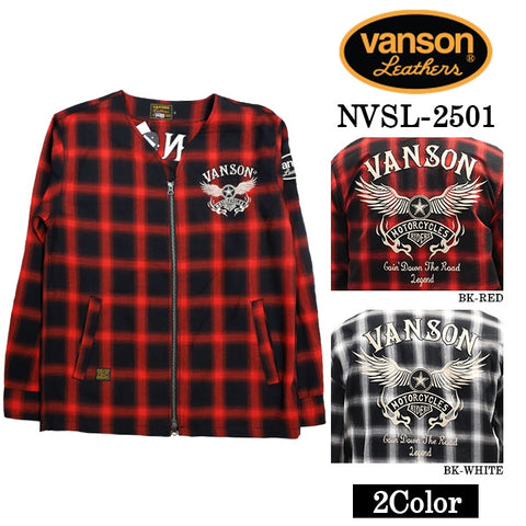 VANSON バンソン チェック柄 ZIPカーデ ジャケット nvsl-2501