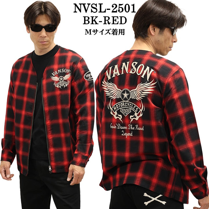 VANSON バンソン チェック柄 ZIPカーデ ジャケット nvsl-2501