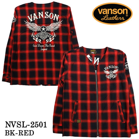 VANSON バンソン チェック柄 ZIPカーデ ジャケット nvsl-2501