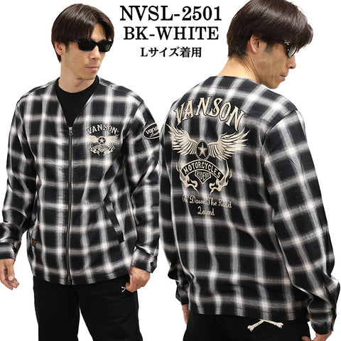 VANSON バンソン チェック柄 ZIPカーデ ジャケット nvsl-2501