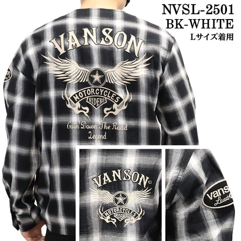 VANSON バンソン チェック柄 ZIPカーデ ジャケット nvsl-2501