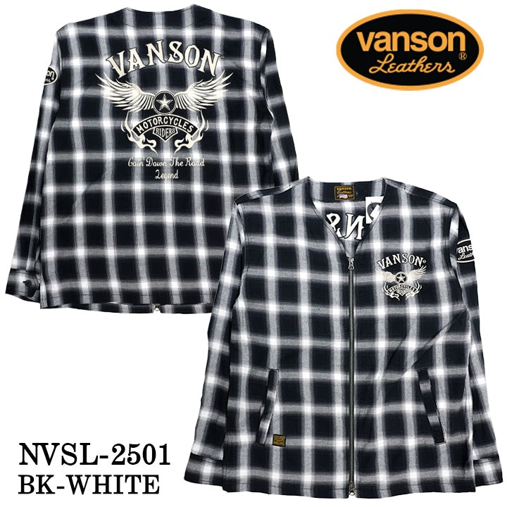 VANSON バンソン チェック柄 ZIPカーデ ジャケット nvsl-2501