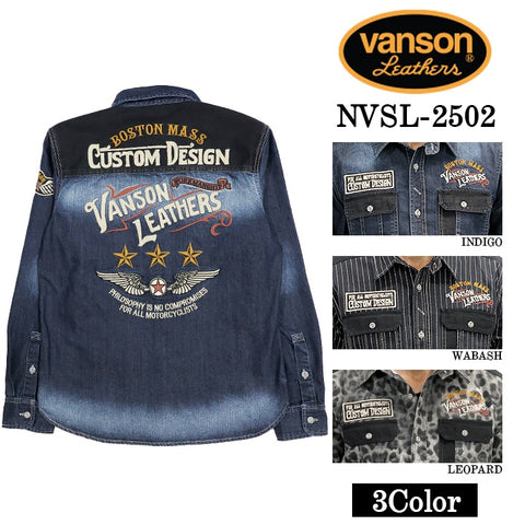 VANSON DENIM L/S SHIRT バンソン デニム 長袖シャツ nvsl-2502