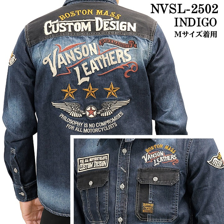 VANSON DENIM L/S SHIRT バンソン デニム 長袖シャツ nvsl-2502