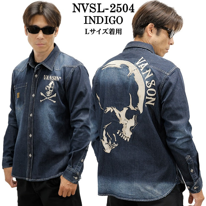 VANSON TWILL L/S SHIRT バンソン ツイル 長袖シャツ nvsl-2504