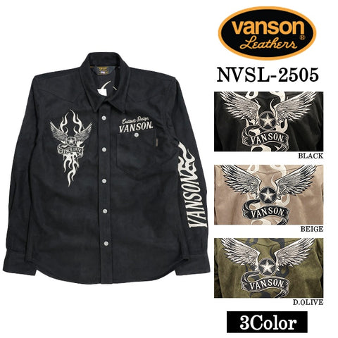 VANSON BONDING L/S SHIRT バンソン ボンディング 長袖シャツ nvsl-2505