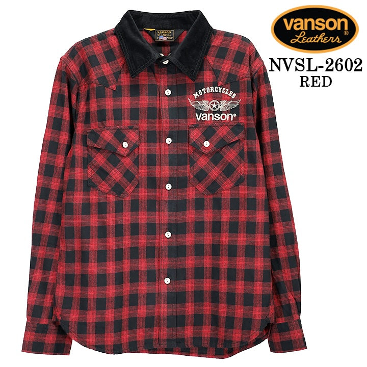 VANSON CHECK L/S SHIRT バンソン チェック柄 長袖シャツ nvsl-2602