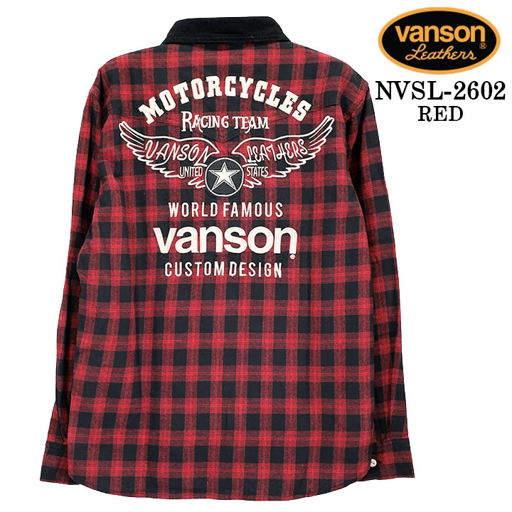 VANSON CHECK L/S SHIRT バンソン チェック柄 長袖シャツ nvsl-2602