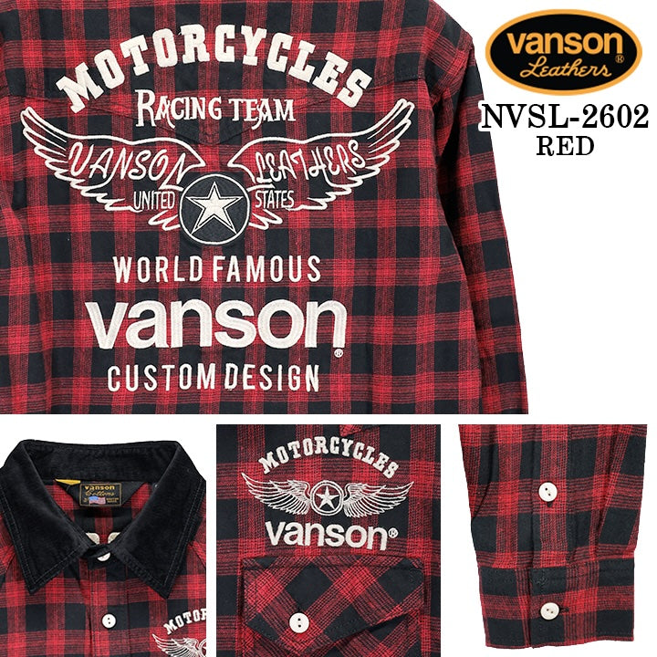 VANSON CHECK L/S SHIRT バンソン チェック柄 長袖シャツ nvsl-2602