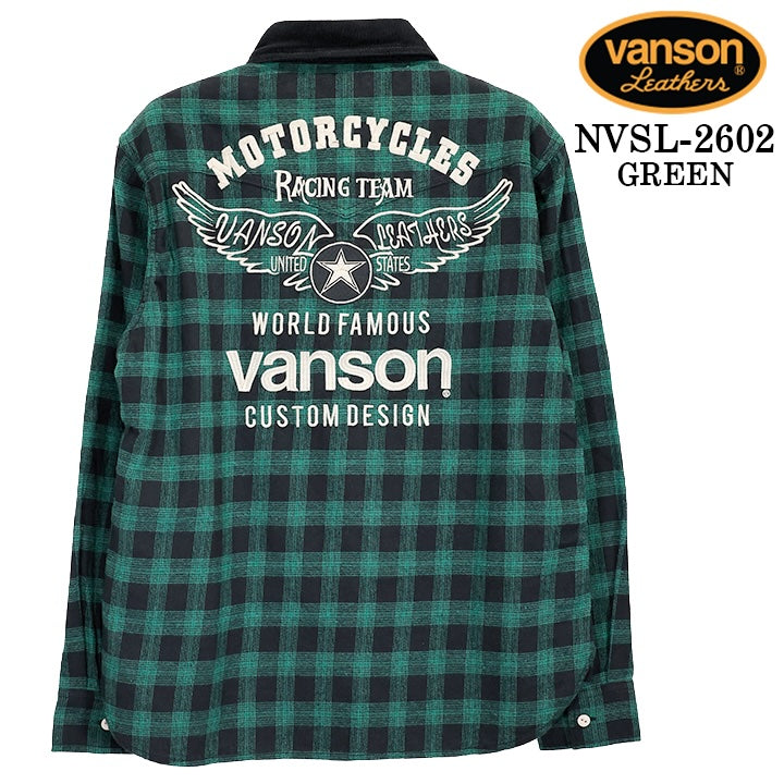 VANSON CHECK L/S SHIRT バンソン チェック柄 長袖シャツ nvsl-2602