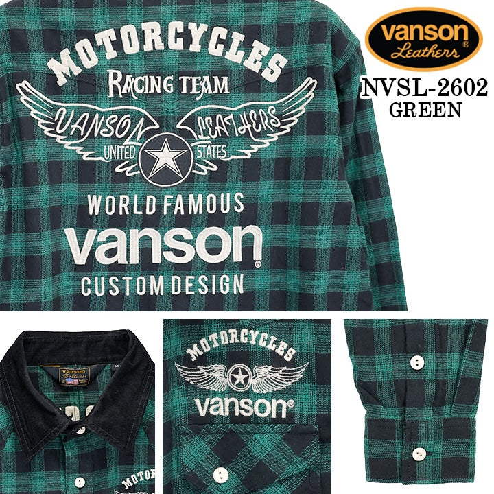 VANSON CHECK L/S SHIRT バンソン チェック柄 長袖シャツ nvsl-2602