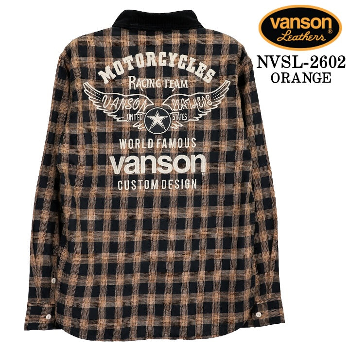 VANSON CHECK L/S SHIRT バンソン チェック柄 長袖シャツ nvsl-2602