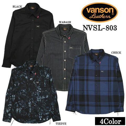 VANSON バンソン 長袖シャツ ワンポイントツイルシャツ nvsl-803-nc