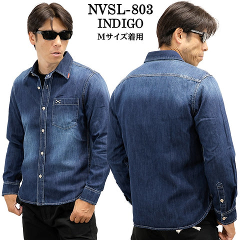 VANSON L/S SHIRT バンソン 長袖シャツ ワンポイント シャツ nvsl-803-nc3