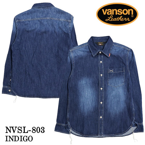 VANSON L/S SHIRT バンソン 長袖シャツ ワンポイント シャツ nvsl-803-nc3