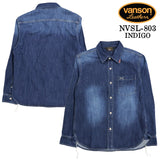 VANSON L/S SHIRT バンソン 長袖シャツ ワンポイント シャツ nvsl-803-r