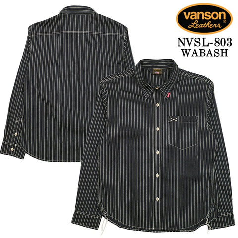 VANSON L/S SHIRT バンソン 長袖シャツ ワンポイント シャツ nvsl-803-r